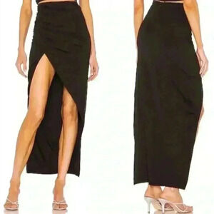 Superdown “Lydia” Long Black Maxi Skirt With Dramatic Slit Size XS EUC!